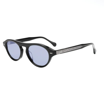 Vintage Black Acetate Sunglasses Women Retro Rivet Oval Sun Glasses Designer Engraved Shades UV400 Luxury Eyewear