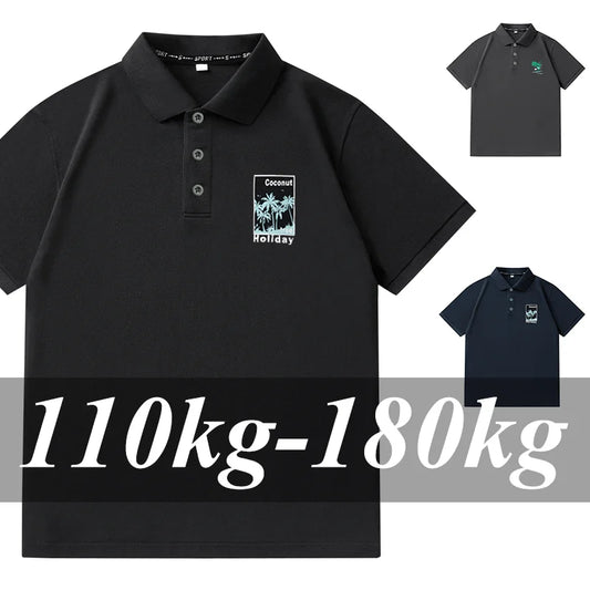 Summer Polo Shirt Men Plus Size 110-180KG Casual Work T-Shirts Quick Dry Short Sleeve Golf Shirt High Quality Fat Male Clothing