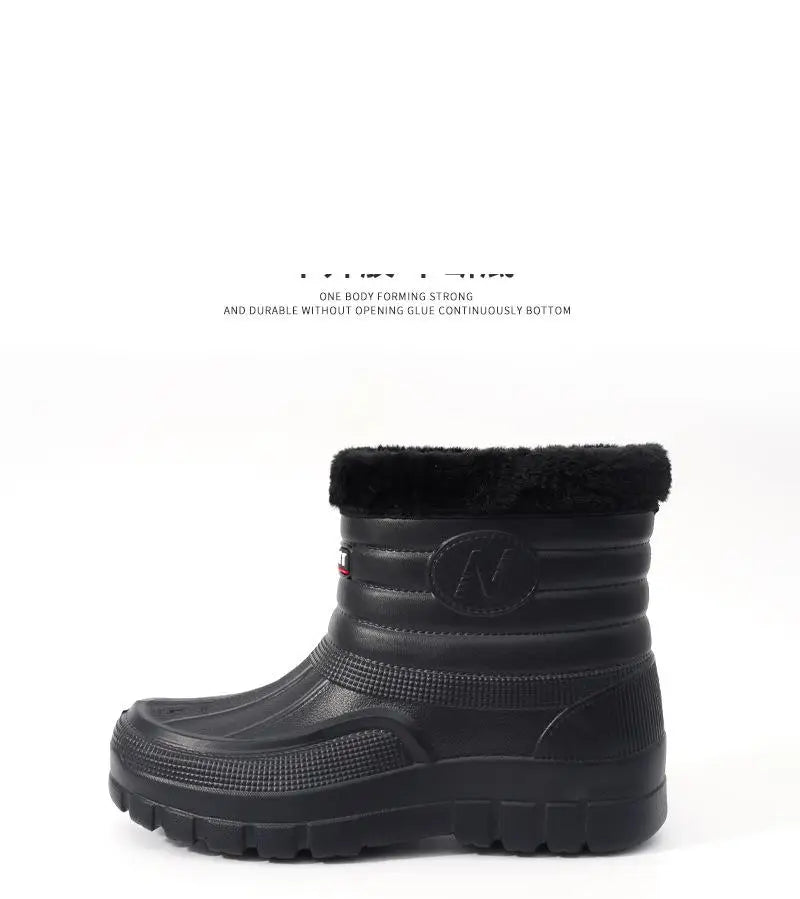 40-45 Men Rain Boots Winter Waterproof Shoes Ankle Snow Botas Plush Thick-soled Anti Slip High Top Zapatos Water Warm Footwear 1