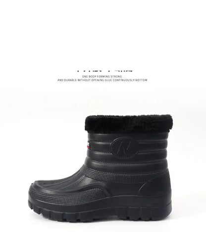 40-45 Men Rain Boots Winter Waterproof Shoes Ankle Snow Botas Plush Thick-soled Anti Slip High Top Zapatos Water Warm Footwear 1