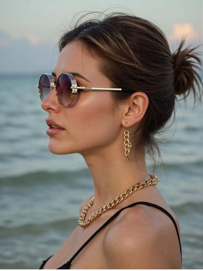 2025 Oval Sunglasses Women Trendy Retro Vintage Steampunk Sunglass Men Fashion Glasses Lentes De Sol Mujer Lunette Soleil Femme