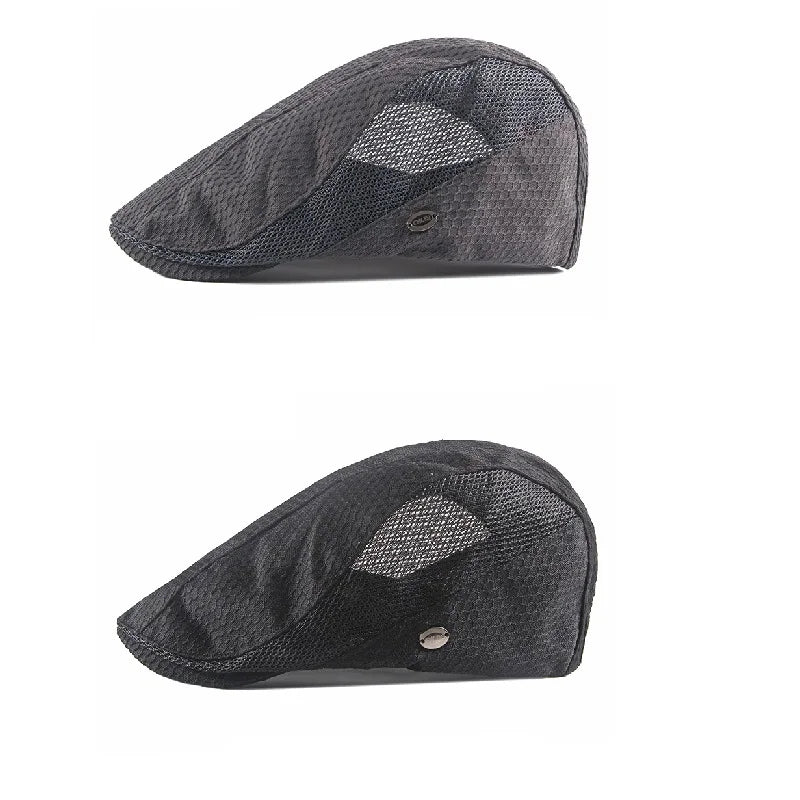 Men Women Breathable Mesh Summer Hat Newsboy Beret Ivy Cap Cabbie Flat Cap Adjustable Vintage Style