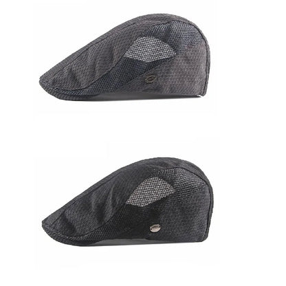 Men Women Breathable Mesh Summer Hat Newsboy Beret Ivy Cap Cabbie Flat Cap Adjustable Vintage Style