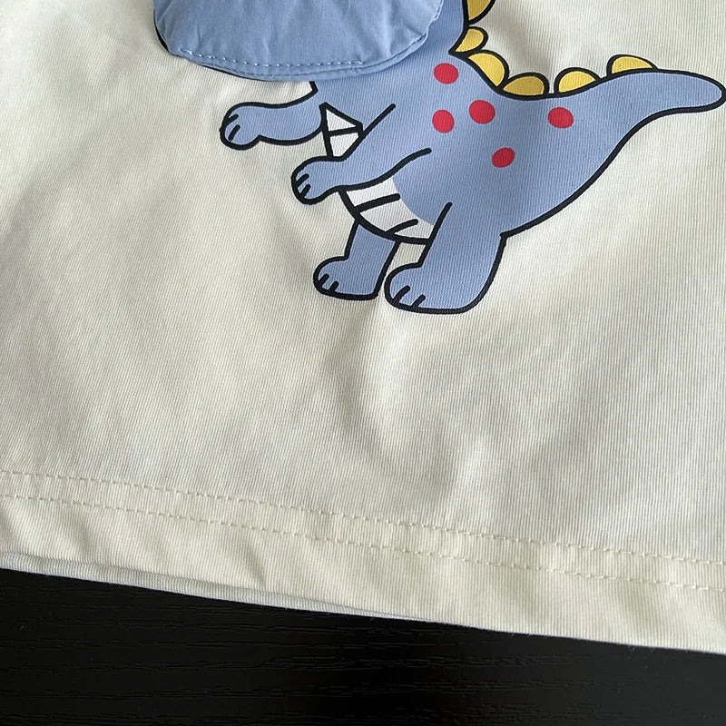 New Baby Summer Clothes Kids Cute Cartoon Suits Boys 3D Dinosaur Tshirt Shorts 2Pcs Sets Chidren Girls Fashion Clothing Outfits
