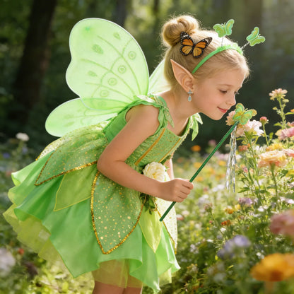 Summer Girls Tinkerbell Fairy Dresses Up for Girls Costume Kids Cosplay Flower Fairy Princess Clothes Christmas Party Outfit