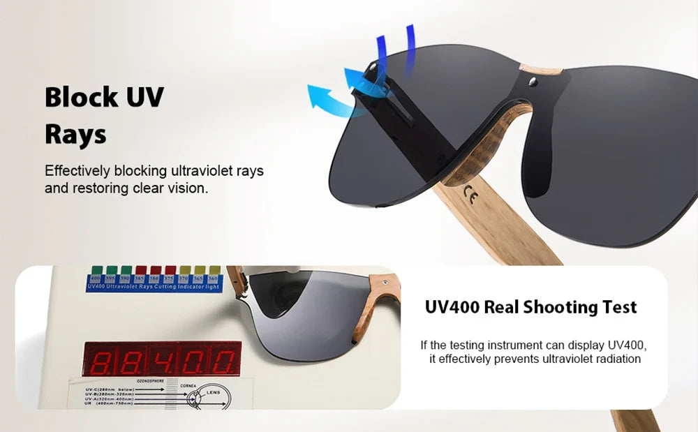 Eco-Friendly Retro Oak Sunglasses UV400 Wooden Sunglasses for Men and Women Universal Fashion Anti-Blue Lens 8031
