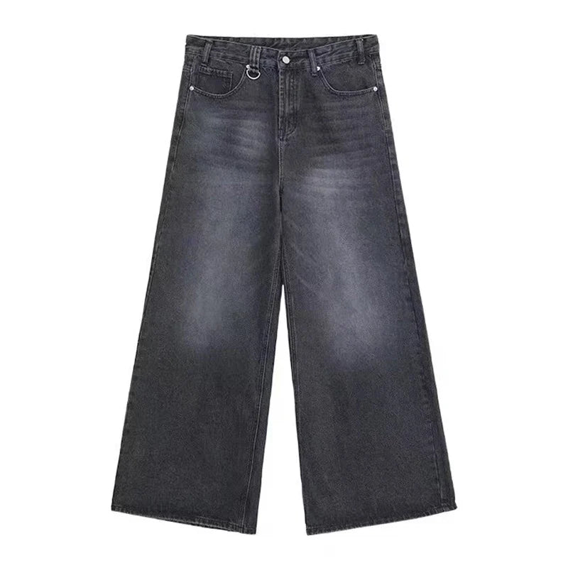 New Men's Baggy Straight Leg Wide Leg Jeans Male Fashion Vintage Wash Casual Denim Pants Youth Popular Brand Streetwear Trousers