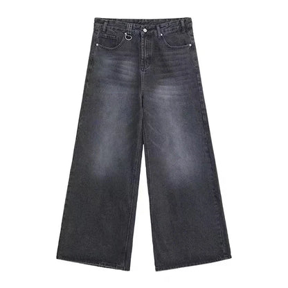 New Men's Baggy Straight Leg Wide Leg Jeans Male Fashion Vintage Wash Casual Denim Pants Youth Popular Brand Streetwear Trousers