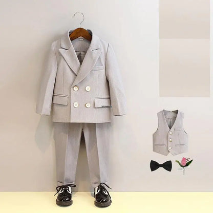 Flower Boys Photography Suit Baby Kids Formal Ceremony Costume Children Birthday Wedding Party Dress Performance Tuxedo Set