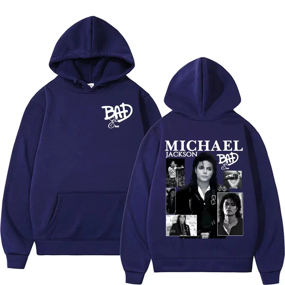 King of Pop Michael Jackson Bad Era Album Hooded Men Women Harajuku Hip Hop Streetwears Sweatshirt Fleece Casual Oversize Hoodie