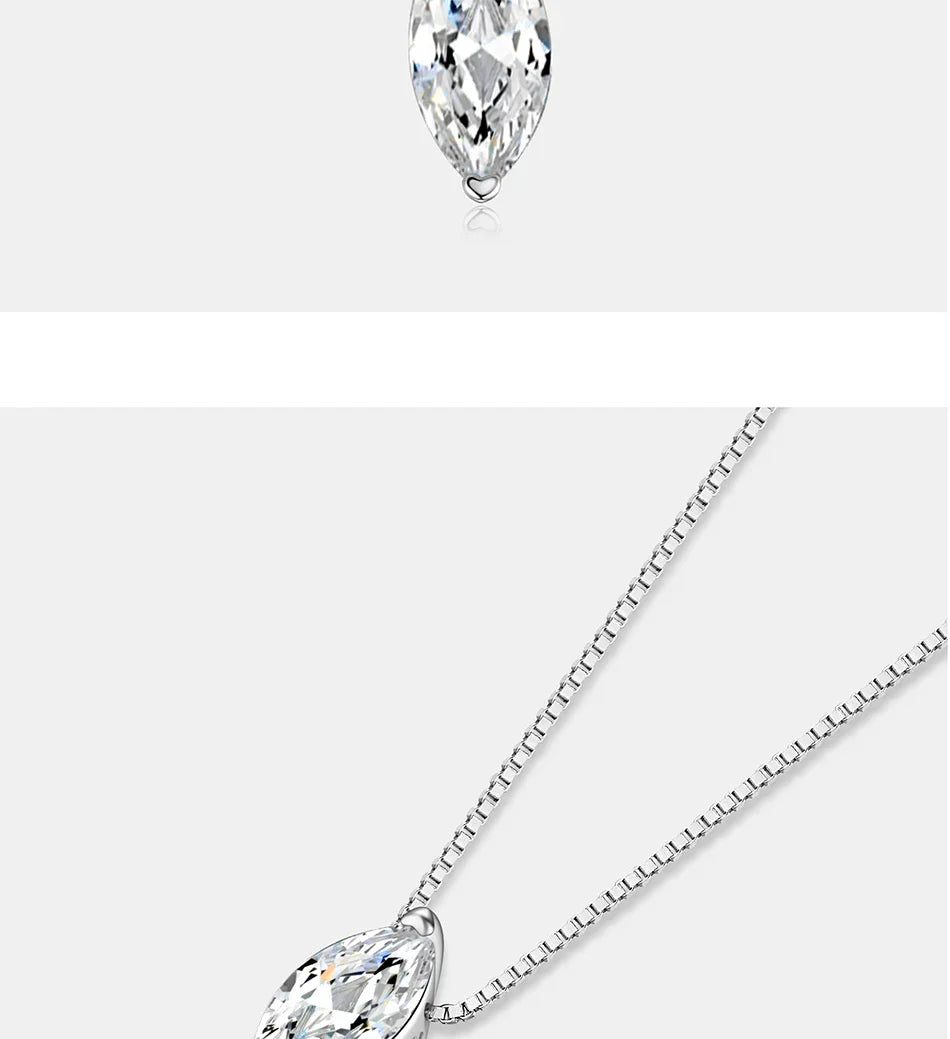 1CT Marquis Cut Moissanite Necklace for Women S925 Pure Silver Water Droplet Diamond Pendant Fashion Party Jewelry