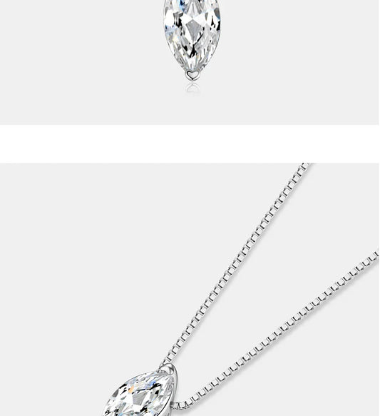 1CT Marquis Cut Moissanite Necklace for Women S925 Pure Silver Water Droplet Diamond Pendant Fashion Party Jewelry