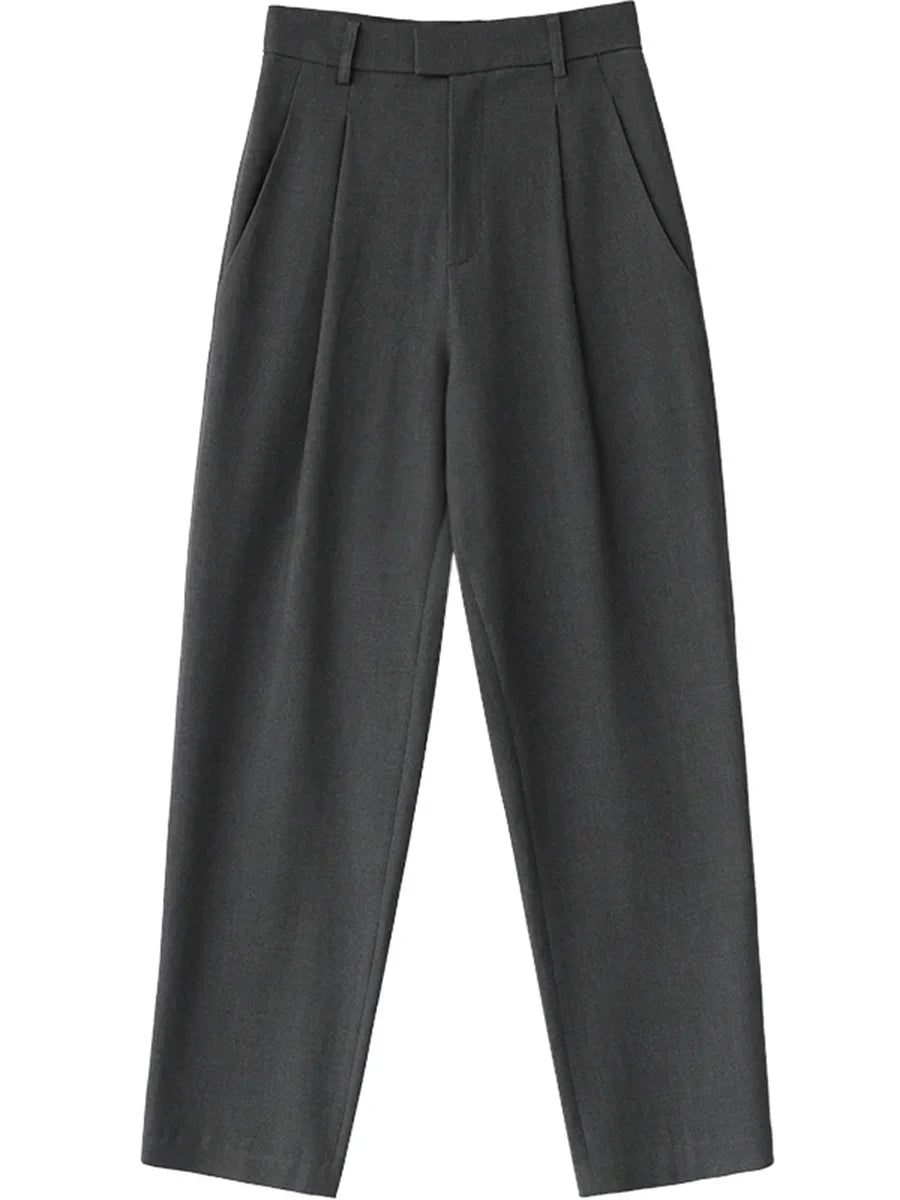 Simple Casual Women Twill Suit Pants Wide Leg Pants Straight Floor Pants Office Ladies Female Trousers