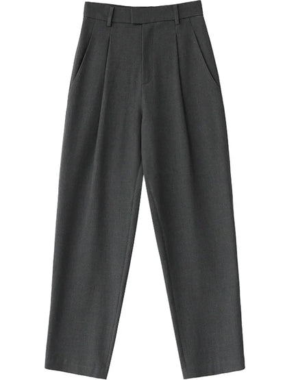 Simple Casual Women Twill Suit Pants Wide Leg Pants Straight Floor Pants Office Ladies Female Trousers
