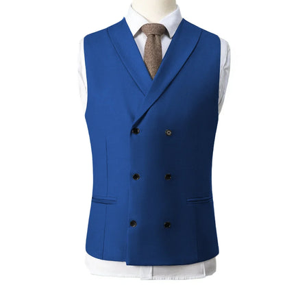 Men Vest Gray With Lapel Double Breasted Solid Waistcoat For Banquet Wedding Business Work Office Casual Daily Men Suit Vest