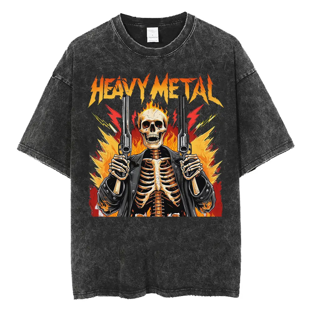 Autism Skeleton Meme T Shirt Human Funny Skull Men Women Harajuku Gothic Vintage Washed T Shirts Oversized Casual Cotton T-shirt