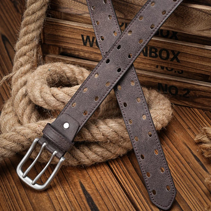 A Men's and Women's Casual Retro Belt Western Style! PU Leather Belt with Metal Buckle, Suitable for Daily Work Wear