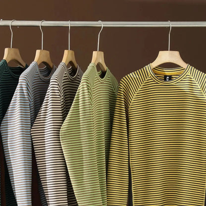 Insulated Patchwork Striped Sweatshirt with Contrast Details Unisex, Loose-fitting Spring and Autumn Undershirt.