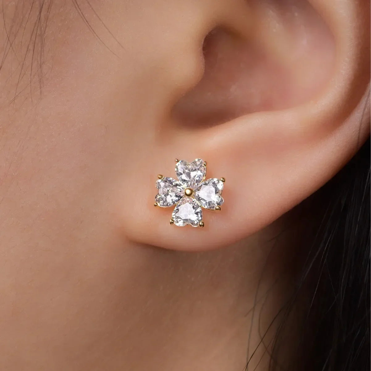 4-Stone Heart Cut Moissanite Stud Earrings for Women 2.4CT Full Lab Diamond Ear Studs with Certificates S925 Silver Fine Jewelry