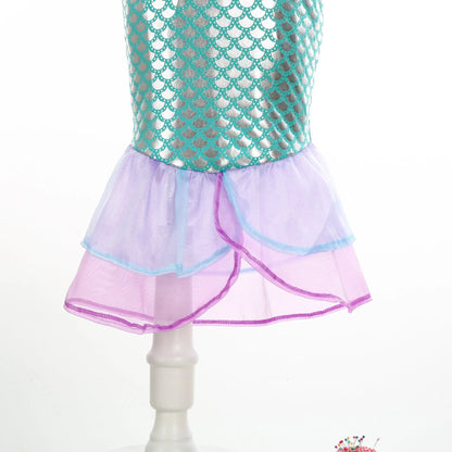Halloween Little Mermaid Ariel Princess Costume Summer Purple Dress Girls Cosplay Mermaid Carnival Birthday Party Swimsuit Set