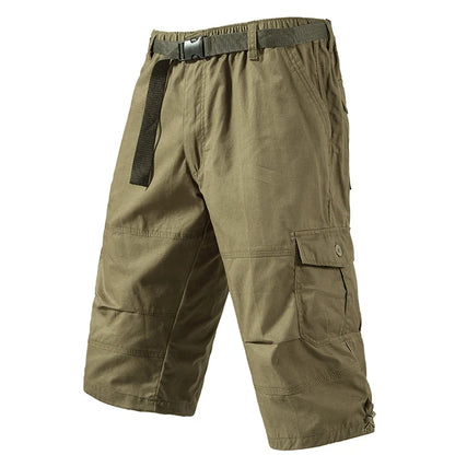 Mens Crop Pants Casual Cargo Shorts Zipper Pockets Light Weight Summer Cool Breathable Short Pants 3/4 Sweatpants