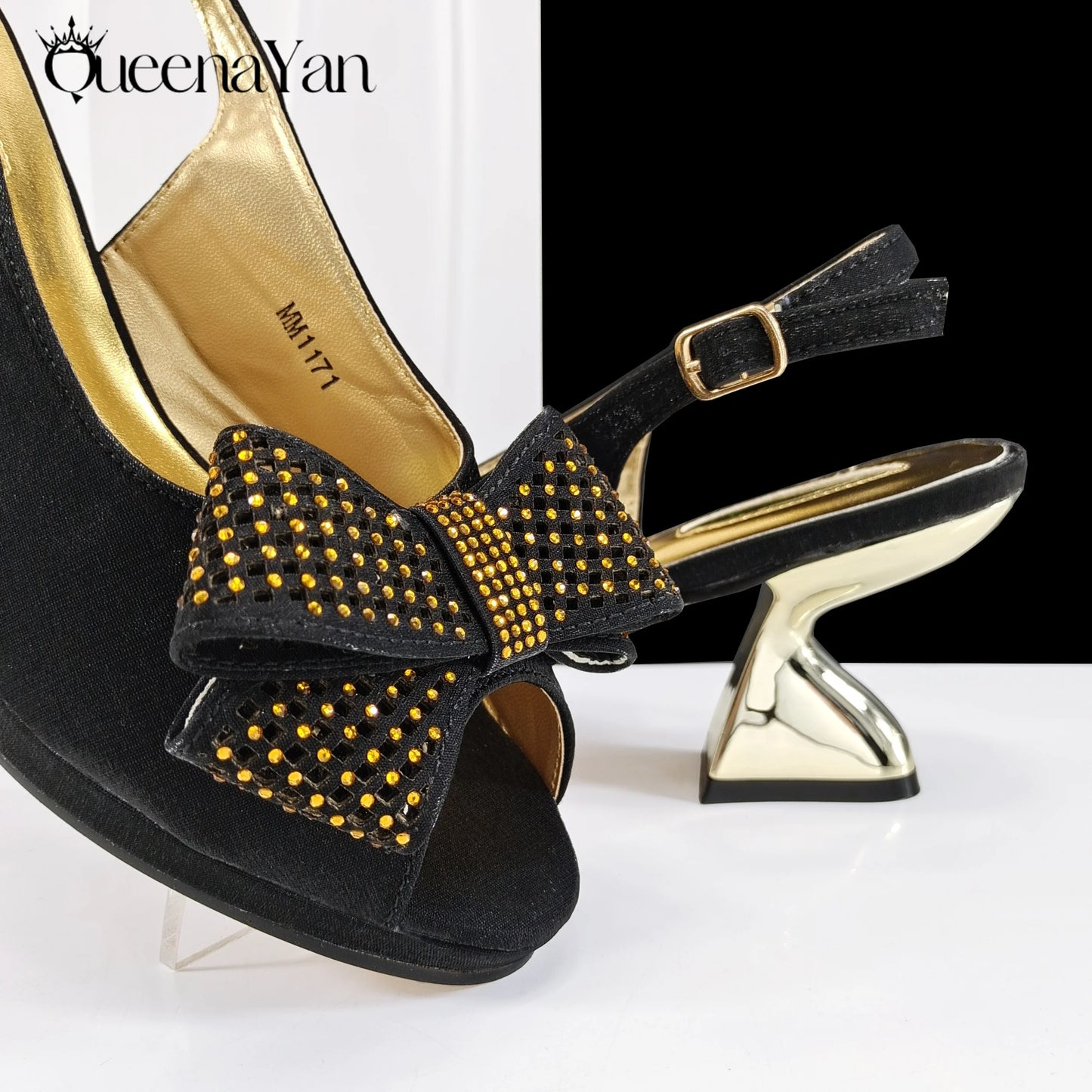 Elegant Women High Heels for Peep Toe Good Material Rhinestone Wine Sandals Italian Design Shoes and Bags Matching