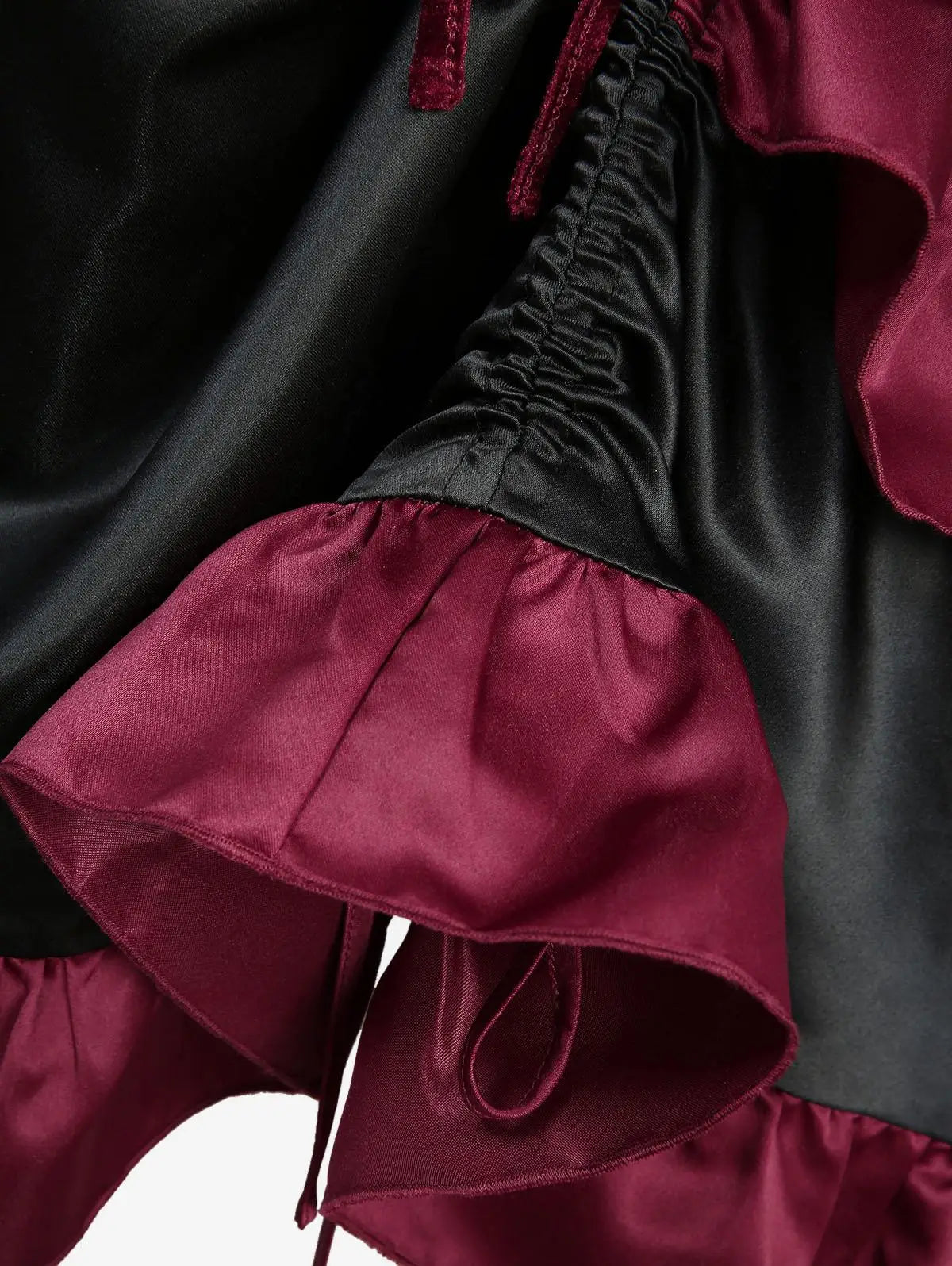 Gothic Lace Up Cinched Ruffles Layered Dress 2026 Women Summer New Deep Red Club,Cocktail & Party A Line Dresses Vestidos