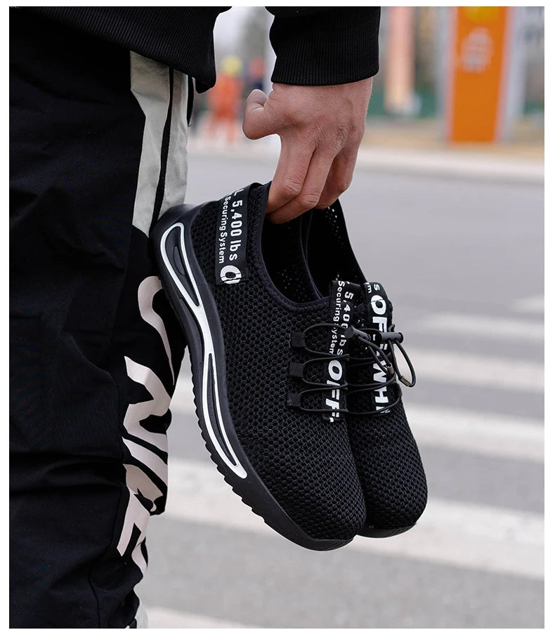 Breathable safety shoes summer man anti puncture safety work sneakers with iron toe male safety shoes men lightweight work shoes