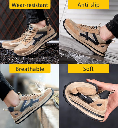 2022 Male Work Boots Indestructible Safety Shoes Men Steel Toe Shoes Puncture-Proof Work Sneakers Male Shoes Adult Work Shoes