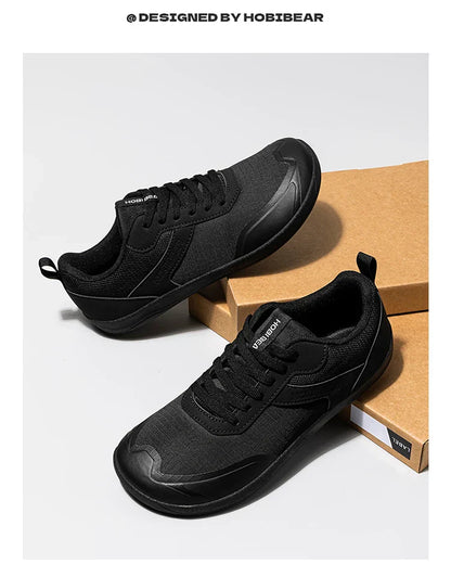 Wide Toe Shoes Mens Womens Minimalist Mesh Artificial Leather Sneakers Lace Up Lightweight Breathable Walking Shoes