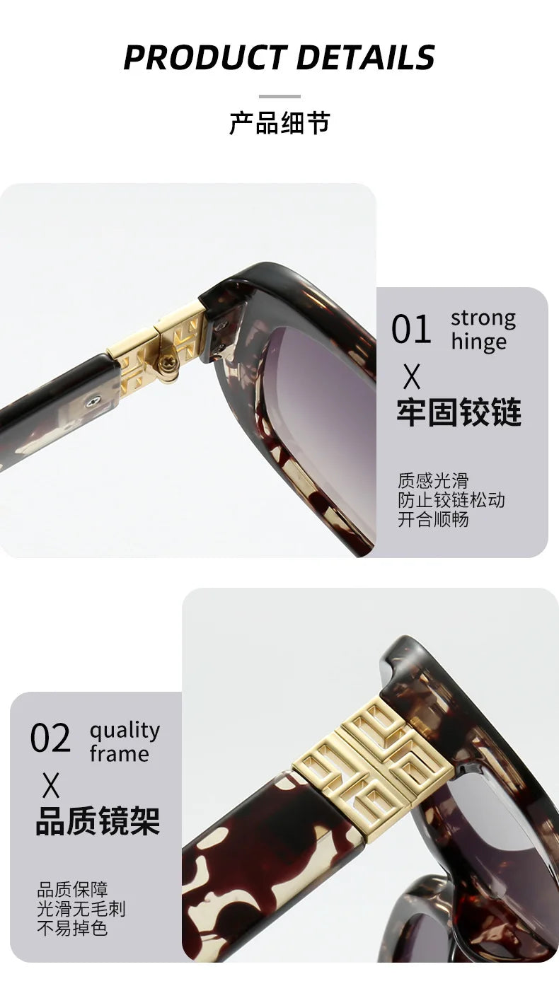2025 New Rectangle UV400 Sunglasses Trendy and Fashionable Women Eyewear Luxury Small Gafas De Sol Sunglass Female Sun Glasses