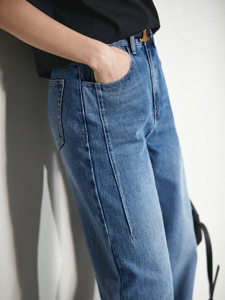 Minimalism Women Jeans 2025 Autumn Vintage Denim Pants Loose Wide Leg Pants Woman Casual Pants Female Trousers 12551002