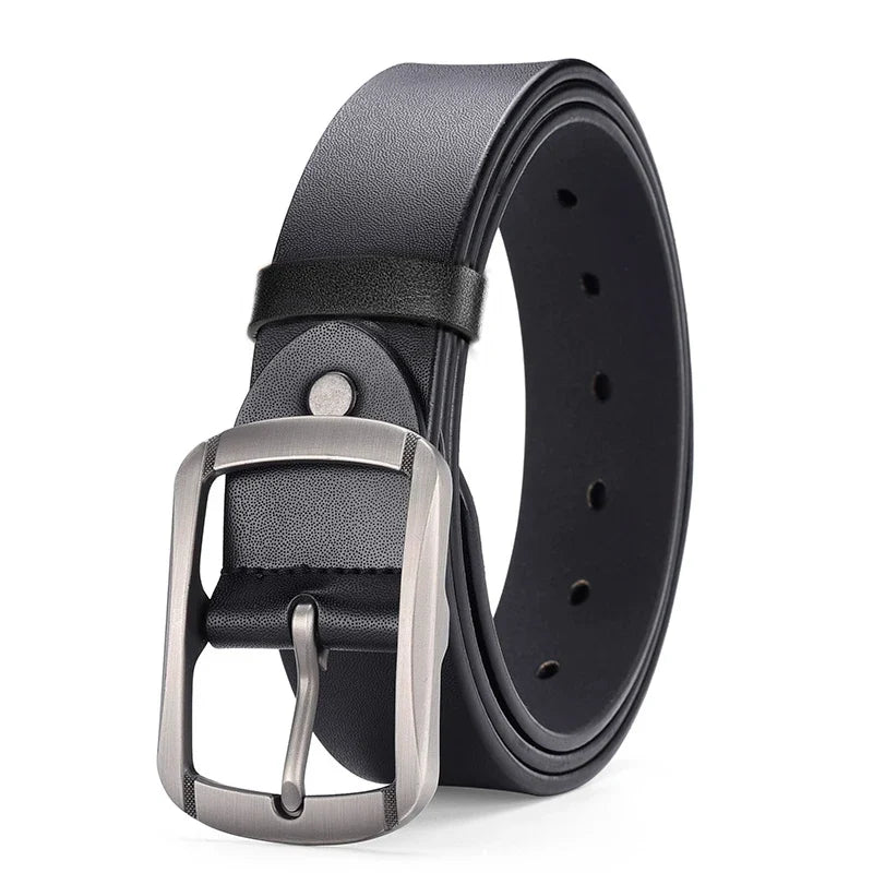 Fashionable Men's Square Alloy Pin Buckle PU Belt Suitable for Jeans Casual Pants Fashionable Men's Retro Business Belt