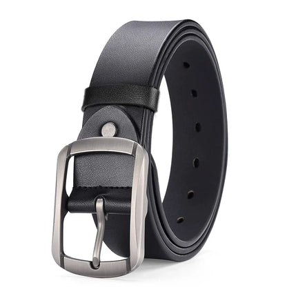 Fashionable Men's Square Alloy Pin Buckle PU Belt Suitable for Jeans Casual Pants Fashionable Men's Retro Business Belt