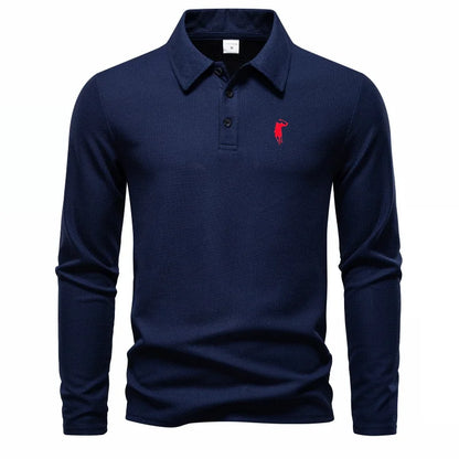 Luxury brand polo shirt long sleeved embroidered design men's top 2025 autumn new comfortable breathable business casual T-shirt