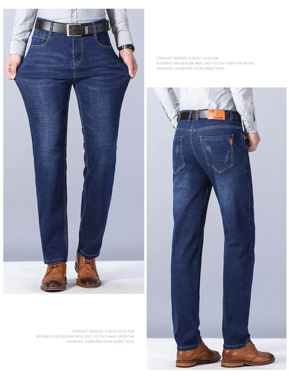 2026 Men's Slim Fashion Denim High Quality Male Pants Elastic Black Blue Leisure Jeans Brand Clothing