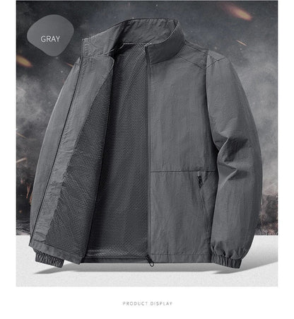 Autumn Breathable New Men's Jackets Outdoor Sports Loose Korean Casual Coat Man Stand Up Collar Classic Solid Color Windbreaker
