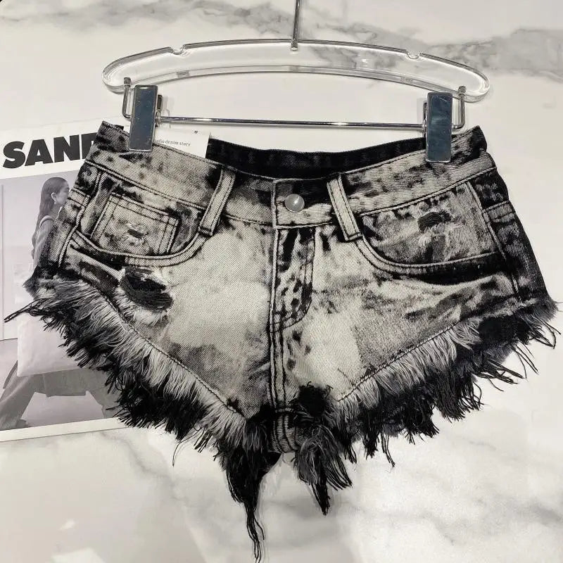 Denim Shorts Women High Street Hotsweet Casual Low Waist Raw Edges Holes A-line Korean Style Y2k Spicy Girls Summer Shorts