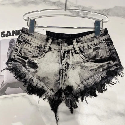 Denim Shorts Women High Street Hotsweet Casual Low Waist Raw Edges Holes A-line Korean Style Y2k Spicy Girls Summer Shorts