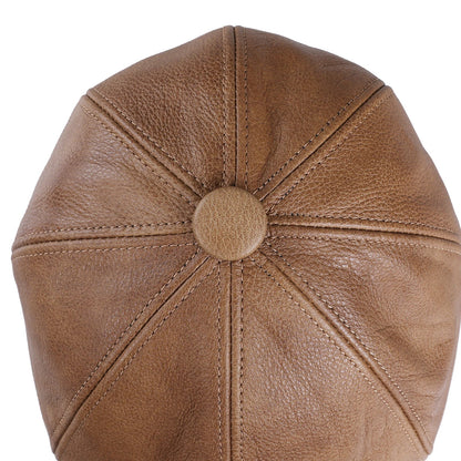 Men's Newsboy Flat Cap 100% Genuine Cowhide Leather Gatsby Ivy Golf Cabbie Driving Hat 8 Panels Classic Design