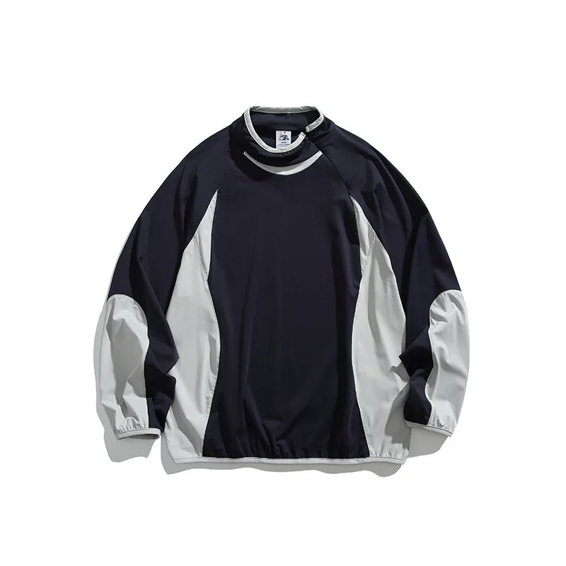 Spring New Arrival Techwear Color-Blocking Stand Collar Sweatshirt - American Designer Outdoor Sports Casual Loose Fit Top