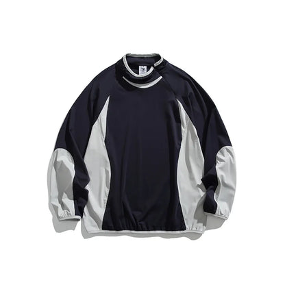 Spring New Arrival Techwear Color-Blocking Stand Collar Sweatshirt - American Designer Outdoor Sports Casual Loose Fit Top
