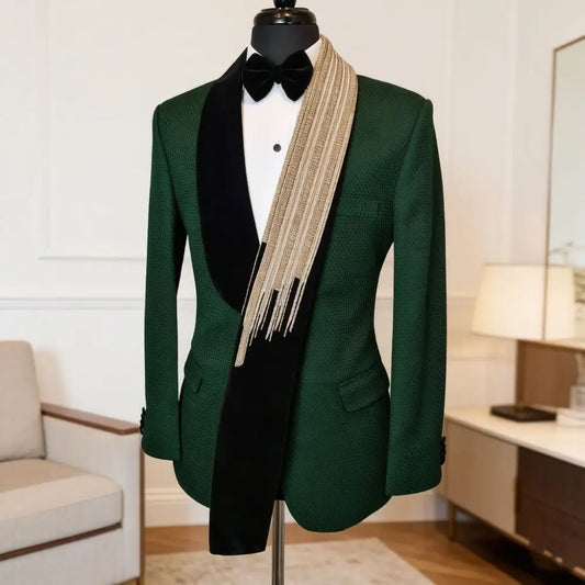 Men Slim Fit Suits 2 Pieces Wedding Prom Tuxedo Mix Match Beaded Shawl Lapel side flap pocket Groom Banquet Events Wear