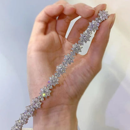 All Mozambique New Sunflower Moissanite Women's Bracelet 925 Sterling Silver Diamond Jewelry Moissanite Diamond Women's Bracelet