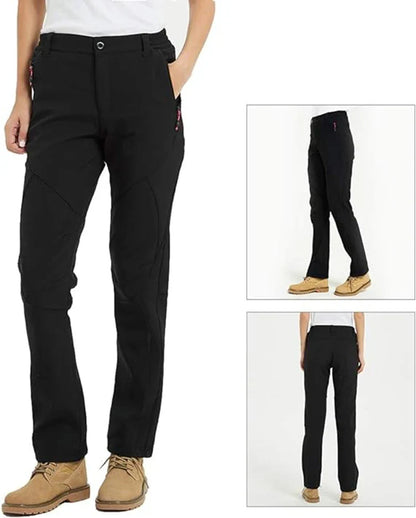 Women's Outdoor Hiking Pants Fleece Slim Soft Shell Snow Ski Pants Trekking Waterproof Windproof Winter