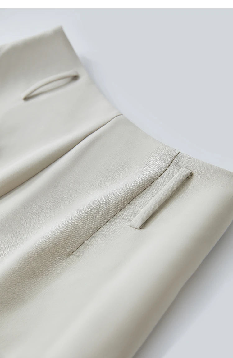 Minimalist Knee length Skirt Women Pleated A-line Loose Dress Elegant Commuting Style Belt Decoration Skirts 12522074