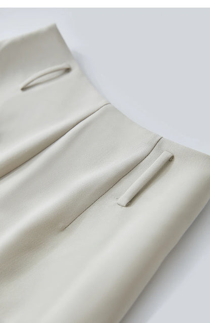 Minimalist Knee length Skirt Women Pleated A-line Loose Dress Elegant Commuting Style Belt Decoration Skirts 12522074