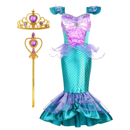 Mermaid Costume for Girls Fancy Party Carnival Birthday Dress Cosplay Halloween Princess Dress