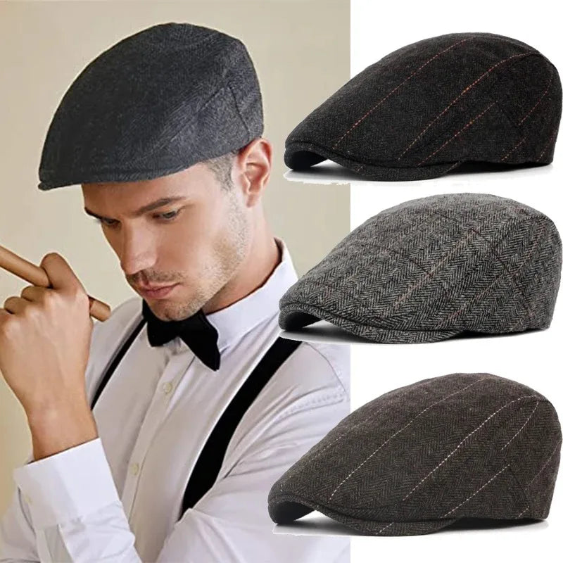 Fashion Berets Men High Quality Autumn Winter Wool Hat Herringbone Flat Cap Classical Artist Painter Hat Male Beret Caps Gorras