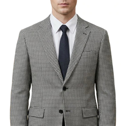 Check Blazer for Men 1 Piece Slim Fit Suit Jacket with 2 Side Slit Houndstooth Plaid Casual Notched Lapel Male Fashion Suit